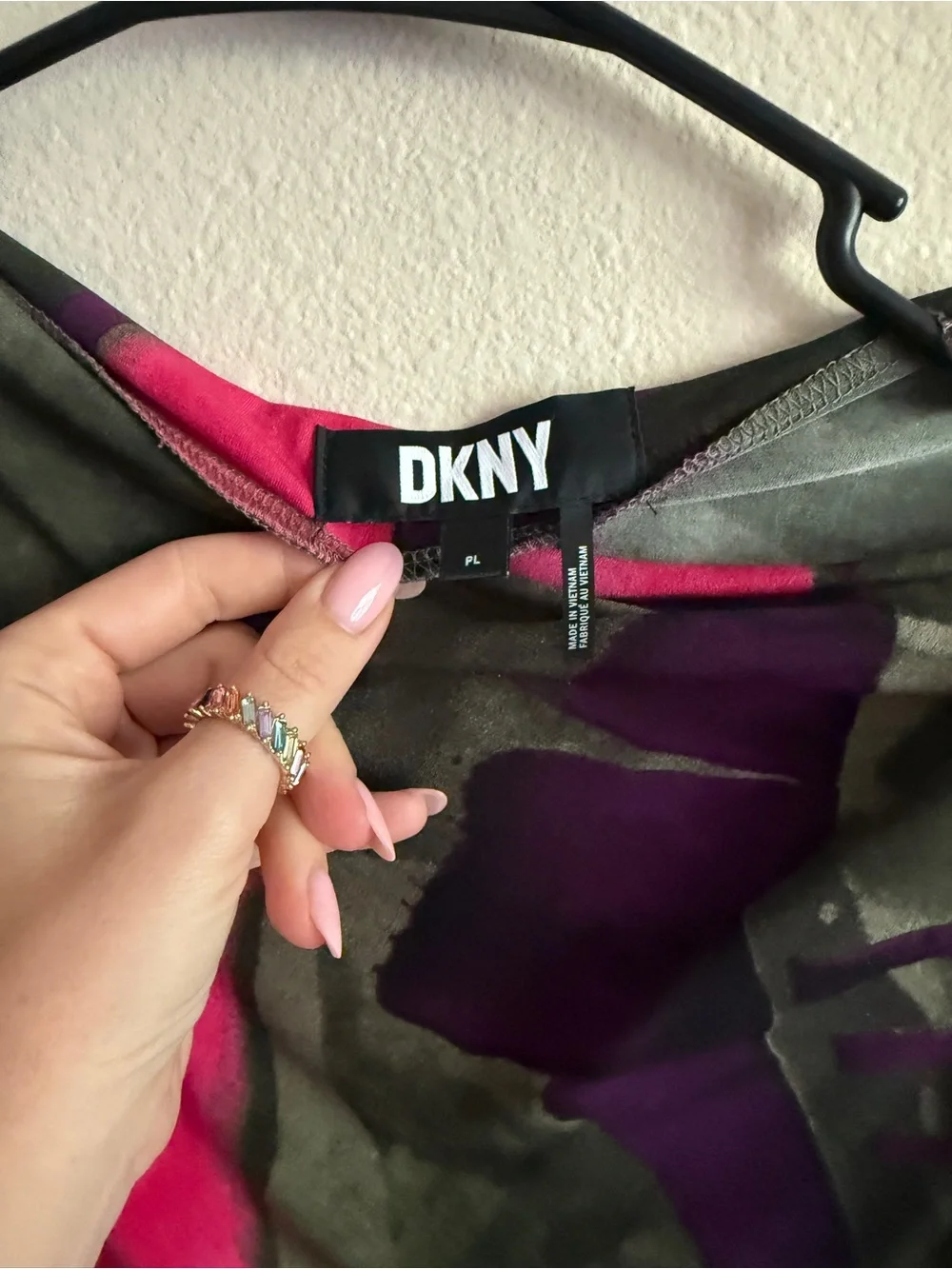 DKNY Pink, Olive & Purple Abstract Sleeveless Tank